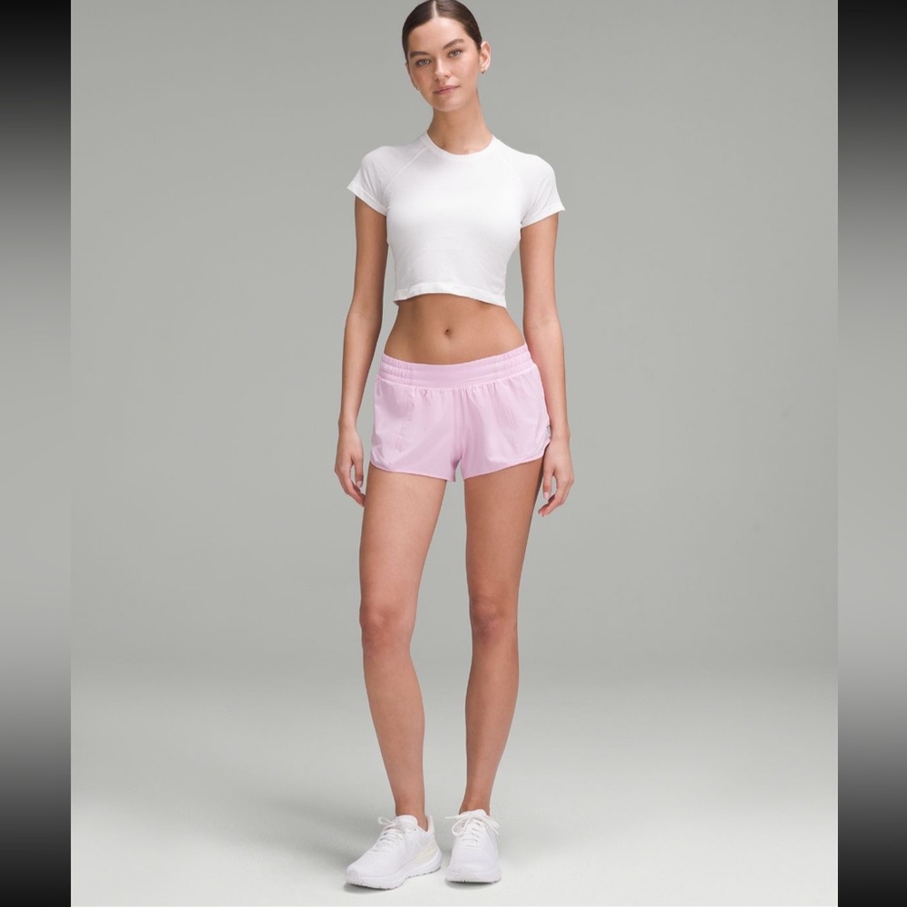 Lululemon Hotty hot low rise lined short 2.5”, Vita Pink size 10. Baby pink.